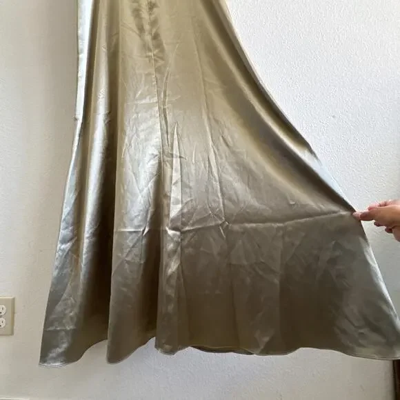 Birdy Grey New Catherine Shiny Satin Moss Green Large Dress - Picture 15 of 16